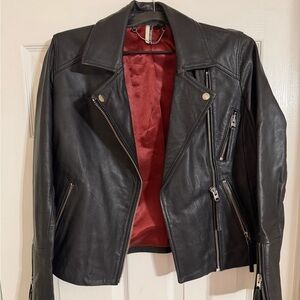 Topshop Black Leather Biker Jacket